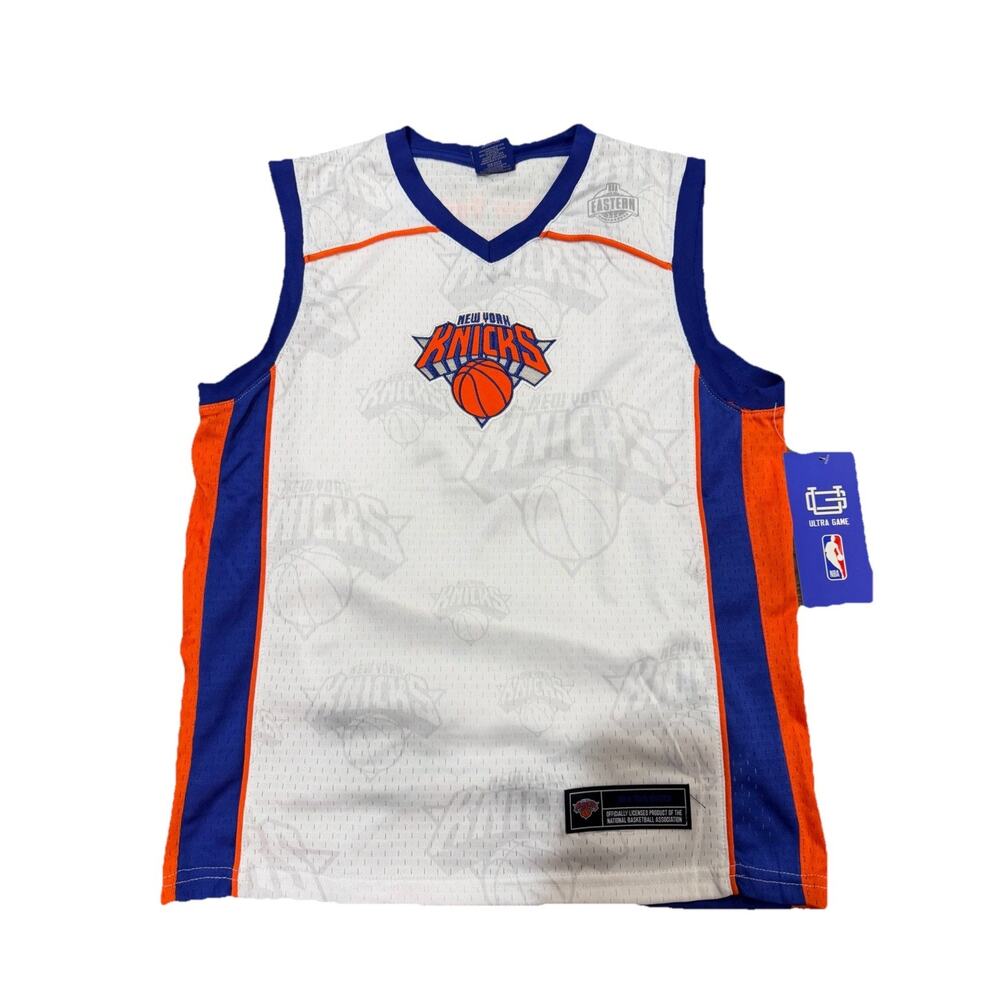 New York Knicks Jersey BOYS 14/16 Ultra Game White Blue Mesh Tank Basketball NWT